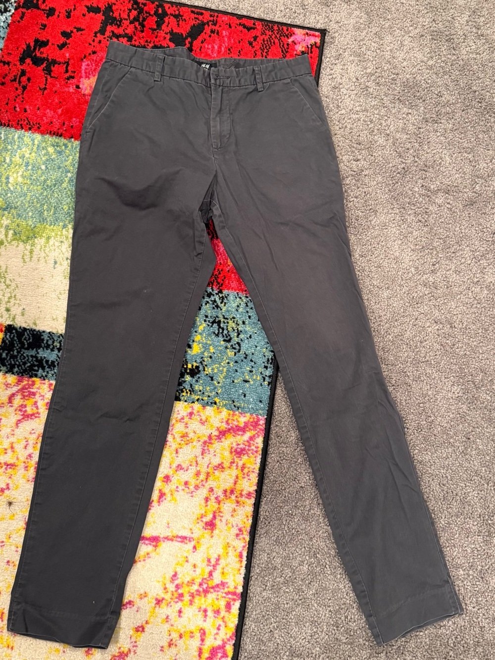 H&M Dark Charcoal Straight Leg Chinos